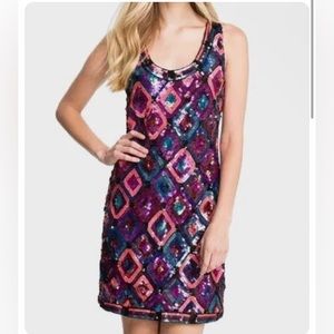 Trina Turk purple “all eyes on me lantern sequins dress.  Gorgeous